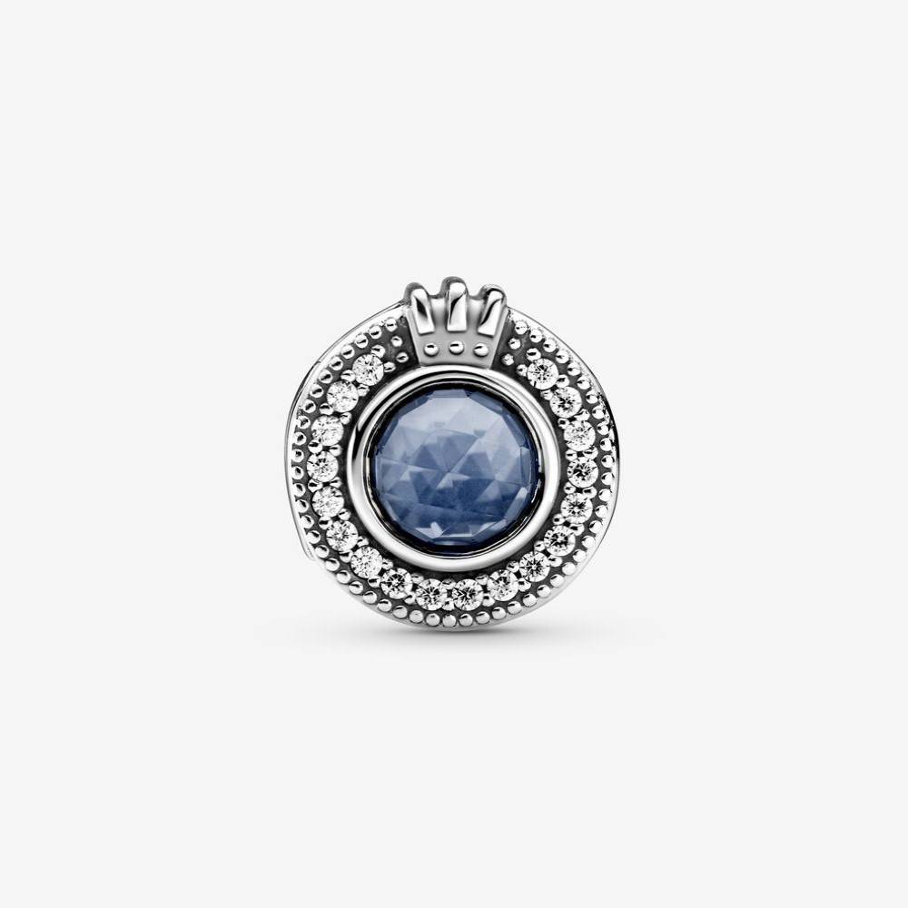 Charm Pandora Blu con O Coronata Scintillante