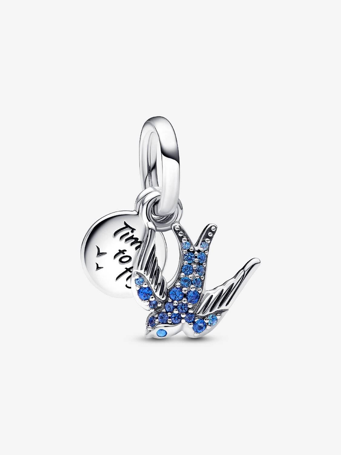Charm Pandora Rondine Pietre Blu pendente
