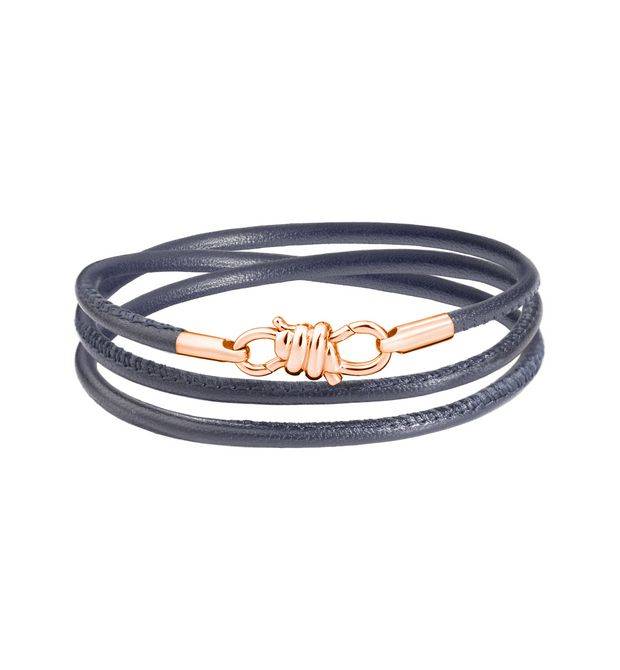 Bracciale Dodo Nodo Oro Rosa Pelle Grigia
