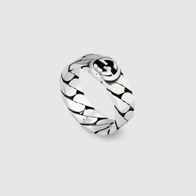 11623 Anello Gucci Interlocking G Gourmette 6 mm - immagine 1