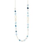 Collana Nivy Denia Lunga Perle e Quarzi Blu