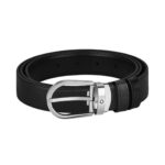 Cintura Montblanc Reversibile Nera con fibbia a ferro di cavallo