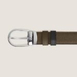 Cintura Montblanc Reversibile Kaki/ Nera con fibbia a ferro di cavallo