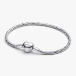 Bracciale Pandora maglia snake sfaccettata con chiusura a cuore