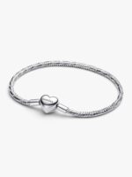 Bracciale Pandora maglia snake sfaccettata con chiusura a cuore