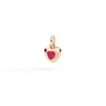 Ciondolo Dodo Cuore Oro Rosa e Rubino Sintetico