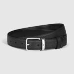 Cintura Montblanc Pelle Granulata Nera Reversibile