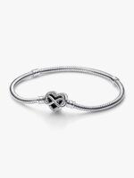 Bracciale Pandora Moments con maglia snake e chiusura a cuore con infinito scintillante