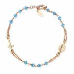 Bracciale Amen Rosario rosè Cristalli Azzurro Cielo