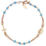 Bracciale Amen Rosario rosè Cristalli Azzurro Cielo - immagine 2