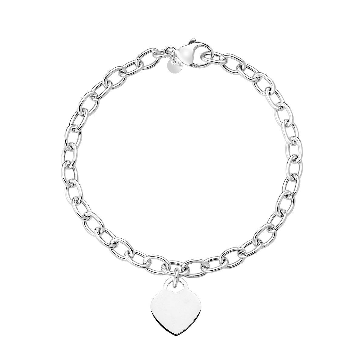 15320-1 Bracciale Amen Catena Rolò e Cuore Rodio - immagine 1