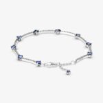 Bracciale Pandora con Barre Scintillanti Blu e Pavè - immagine 2