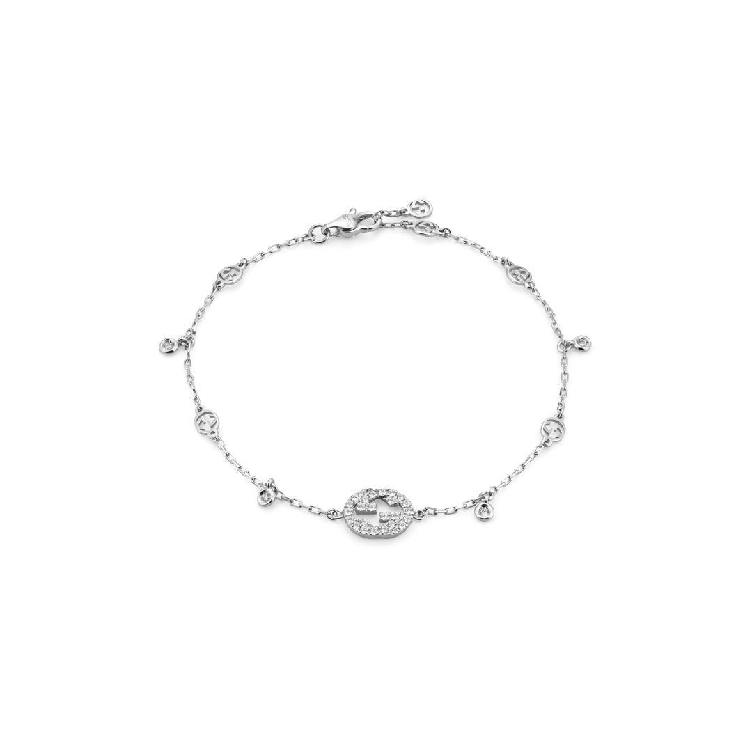 30038 Bracciale Gucci Interlocking Oro Bianco con Diamanti - immagine 1