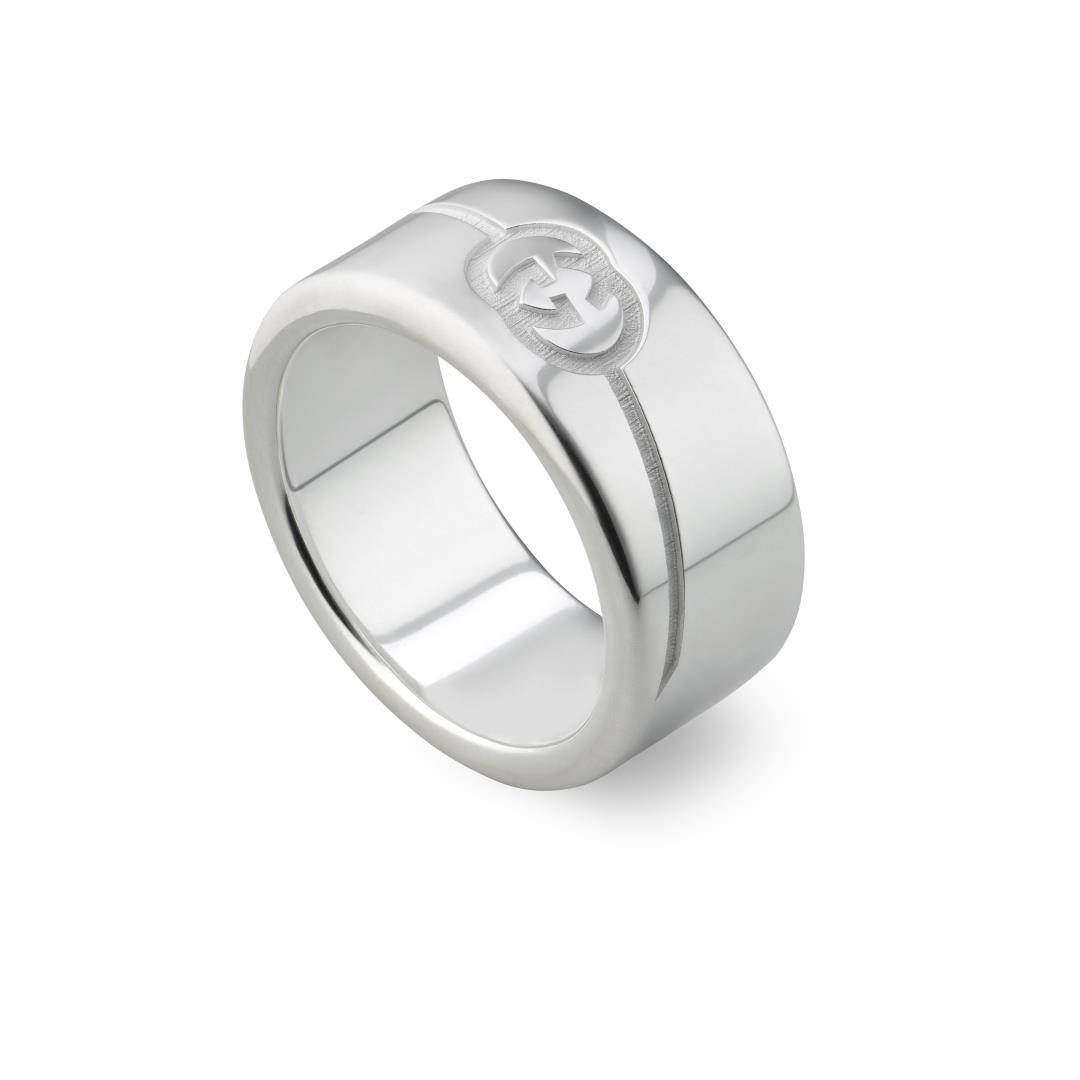 31232 Anello Gucci Tag fascia Larga con Incrocio GG Diagonale - immagine 1