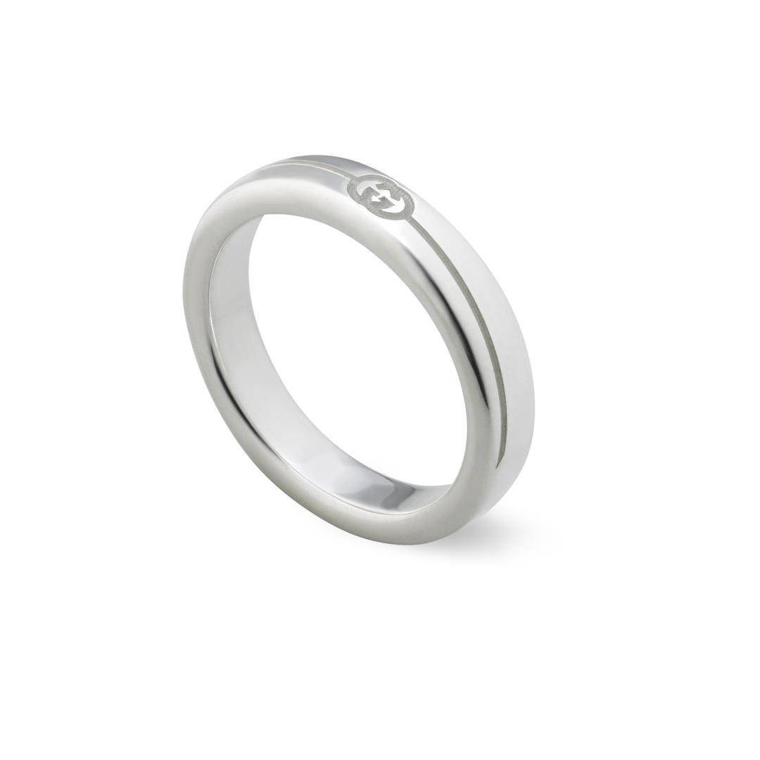 31254 Anello Gucci Tag fascia Larga con Incrocio GG Diagonale - immagine 1