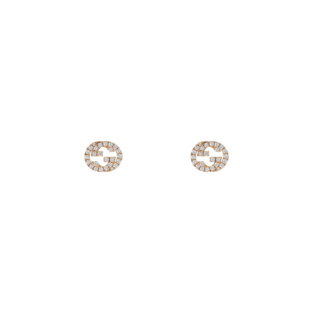 31539 Orecchini Gucci Interlocking G Con Diamanti Oro Rosa - immagine 1