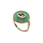 Anello Gucci Interlocking G Con Agata Verde