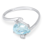 Anello Demetra Acquamarina Goccia Diamanti