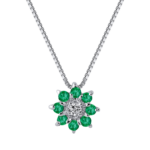 Collana Demetra a Fiore Smeraldi Diamanti