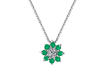 Collana Demetra a Fiore Smeraldi Diamanti - immagine 2