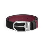 Cintura Montblanc Reversibile Nero Cassis con fibbia a ferro di cavallo
