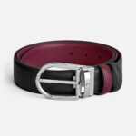 Cintura Montblanc Reversibile Nero Cassis con fibbia a ferro di cavallo