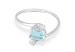 Anello Demetra Acquamarina Rettangolare Diamanti