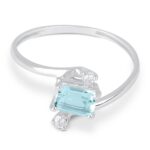 Anello Demetra Acquamarina Rettangolare Diamanti
