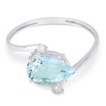 Anello Demetra Acquamarina Goccia Diamanti