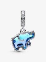 Charm Pandora Elefante Vetro di Murano Blu Pendente