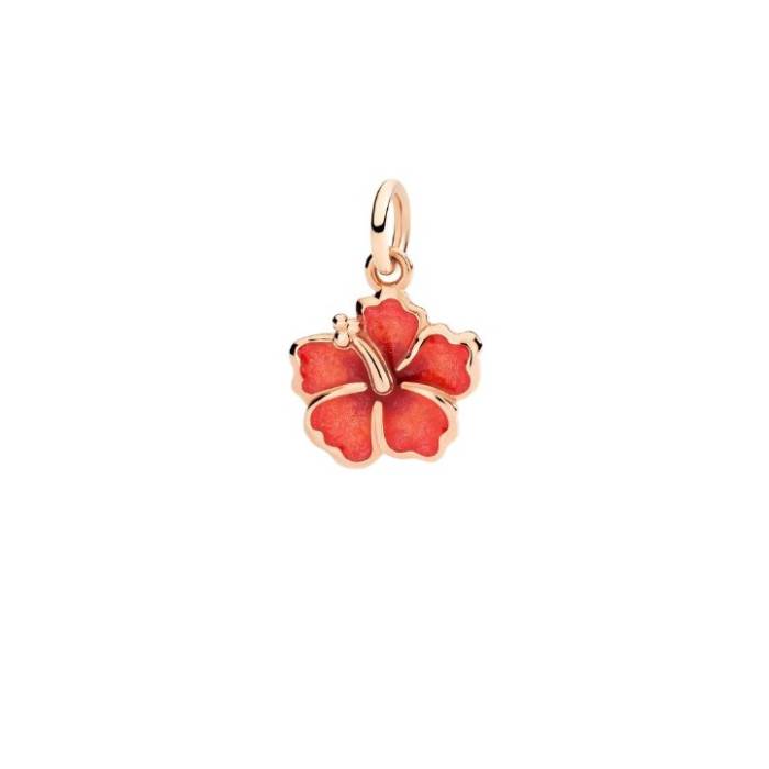 45723 Ciondolo Dodo Fiore Ibisco Oro Rosa Smalto - immagine 1