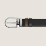 Cintura Montblanc Reversibile Kaki/ Nera con fibbia a ferro di cavallo - immagine 2