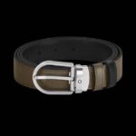 Cintura Montblanc Reversibile Kaki/ Nera con fibbia a ferro di cavallo - immagine 3