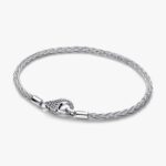 Bracciale Pandora Catena Maglia Cubana con cuori