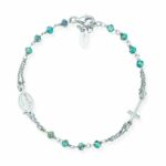 Bracciale Amen Rosario Rodio Cristalli Blu Petrolio