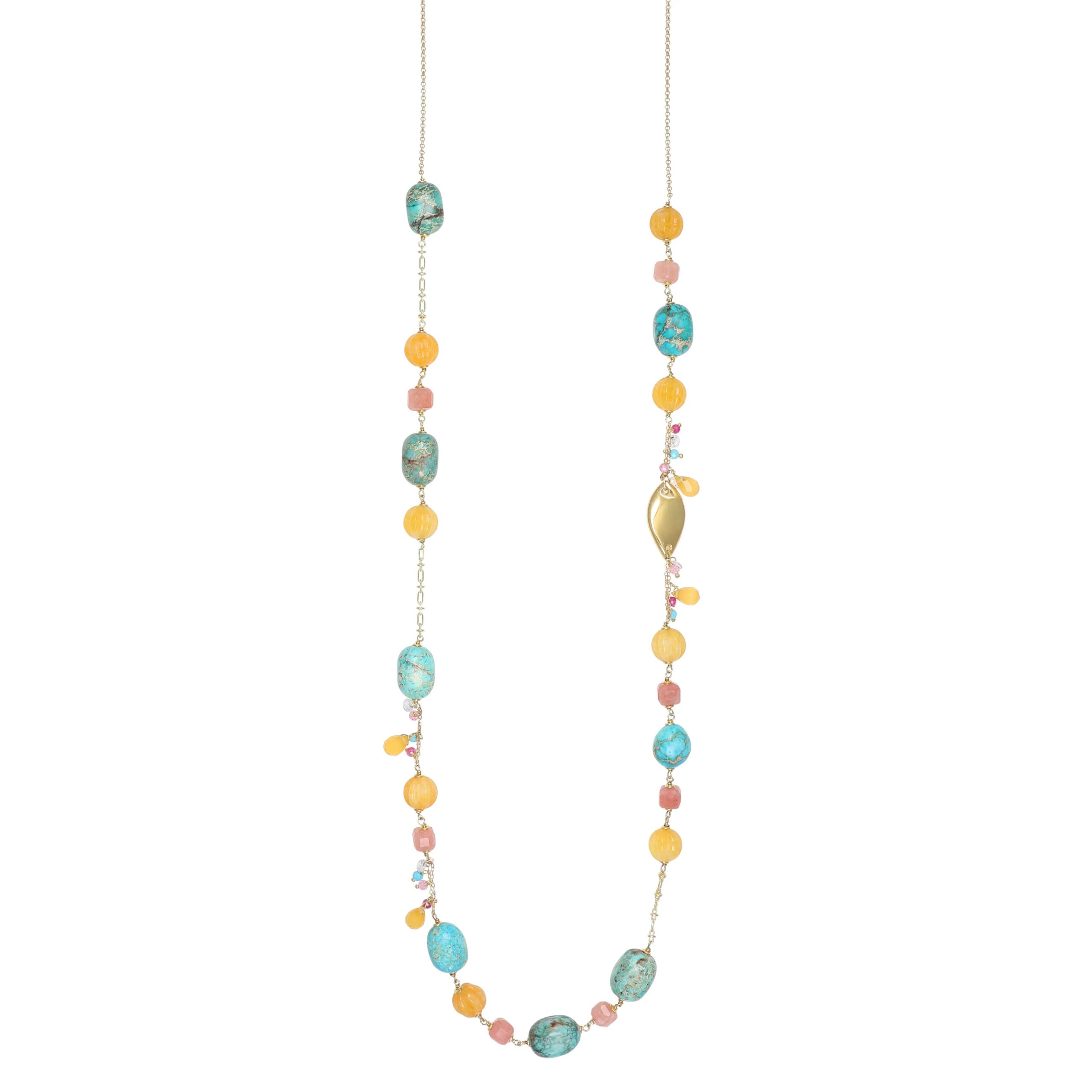 55763 Collana Nivy Elina lunga con giada e turchese - immagine 1