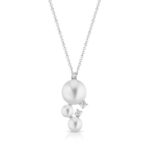 Girocollo Coscia con tre perle Edison 3-7,5 e diamanti