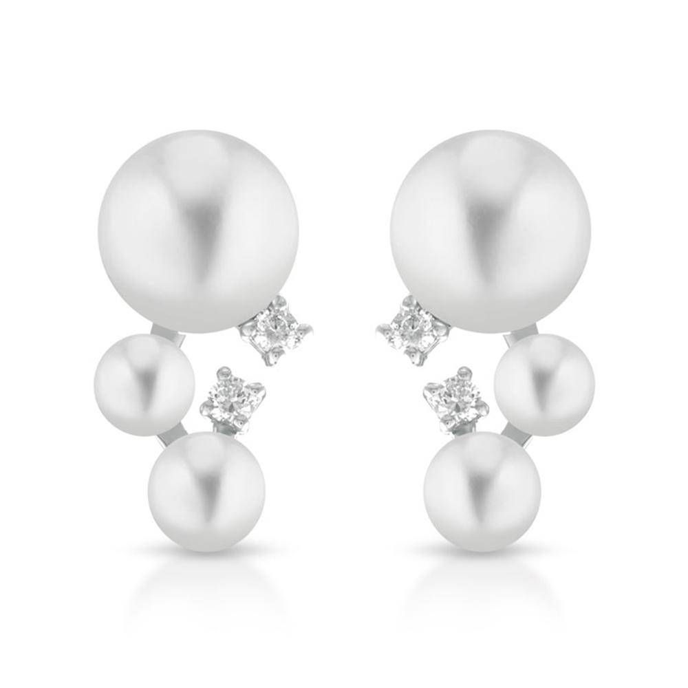 55933 Orecchini Coscia in oro bianco e cerchio di perle e diamanti - immagine 1