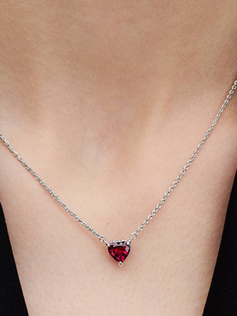 56273 Collana Pandora Cuore Rosso Argento - immagine 1