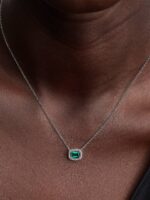 Collana Pandora Collana Punto Luce Rettangolo Verde - immagine 2