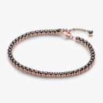 Bracciale Pandora Tennis con pietre nere oro rosa